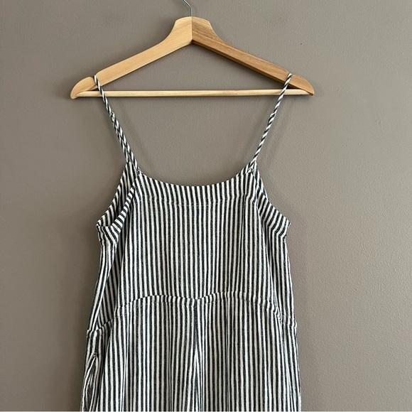 Ellor Jumpsuit Romper Pant White Black Stripe  Side Buttons Drawstring Sz XS - Picture 10 of 16